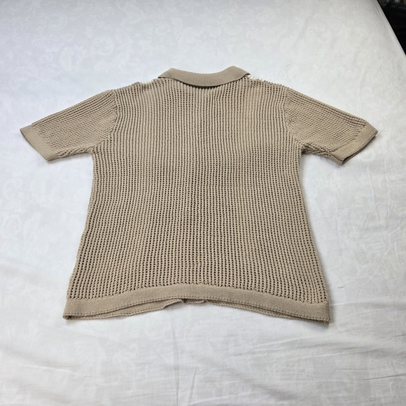 Massive Luxury Edition Sweater Crochet Knit Polo Shirt Button Size M - Picture 11 of 11